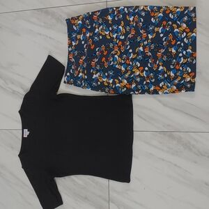 LuLaRoe Disney Donald Duck Skirt and Black Top XS S